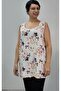 Cream Floral Print Thick Strap Combed Viscose T-Shirt - 8