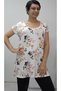 Cream Floral Print Size Fits All Low Sleeve Combed Viscose T-Shirt