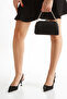 Open-Back Pointed Toe Stylish Heeled Shoes and Bag Set Black - 2