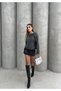 Women's Gray Wide Neckline Off-The-Shoulder Corded Fabric Long Sleeve Off-Shoulder Loose Winter Knitwear Sweater
