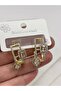 Steel Zircon Stone Baguette Earrings - 6