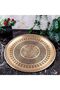 Dmt Gaziantep Yellow Copper 35 cm Ottoman Handcrafted Presentation Gold Tray Henna Tray 35 cm