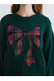 Crew Neck Bow Embroidered Women's Knitwear Sweater - 3
