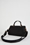 Women's Black Freesia Suede Design Snap Closure Handbag and Shoulder Bag - 5