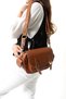 Women's Double Buckle Detailed Stylish Multi-Compartment Crossbody Hand and Shoulder Bag