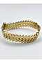 Steel Gold Olive Stone Cuff Bracelet