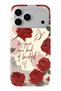 iPhone 18 Pro Compatible Red Rose Pattern Transparent Phone Case