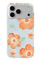 iPhone 18 Pro Max Compatible Orange Flower Oil Painting Pattern Transparent Phone Case