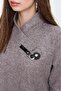 Women's Yumoş Jacket Broş Belt Buckled Laser Cut Long Sleeve 700-2976275 - 2