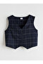 Checked Embroidered Girl's Classic Vest from Uzg Store for Style Enthusiasts - 2