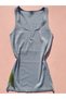 Cotton Ribbed Knit Thick Straps Low-Cut Lined V-Neck White, Black, Blue, Powder Women's Undershirt/T-Shirt - 2