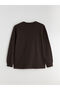 Brown Plus Size Crew Neck Printed Men's Sweatshirt - 6