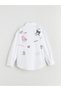 Two Mt Shop Quality Lcw Kids White Poplin Printed Loose & Baggy Girls' Shirt - 3