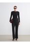 Two Mt Shop Quality Lcw Everyday Black Ribbed Stone Detailed Tight & Slim Long Sleeve Women's T-Shirt - 2