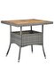 Outdoor Dining Table Grey Poly Rattan and Solid Acacia Wood