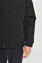 Men's Black Outdoor Cold-Proof Hooded Mock Neck Side Pockets Casual Coat Standard Fit - 6