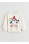 Two Mt Shop Quality Lcw Kids Ecru 3 Thread Raster Printed Loose & Baggy Girls' Sweatshirt