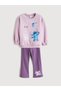 Crew Neck Stitch and Angel Printed Girls' Sweatshirt and Leggings