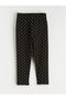 Black elastic waist polka dot girls' leggings
