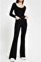 Eftelya Black Flared Comfort Jeans High Waist Trousers