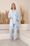Aria Women's Maternity and Postpartum Nursing Pajama Set with Robe, Striped