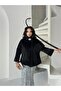 Black Collar Brooched Lined Thai Feather Jacket Bolero - 3