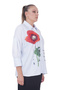 Plus Size Floral Motif Slogan Printed Striped Shirt - 2