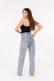 Blue Snow Washing Women's High Waist Tube Leg Jeans - 3