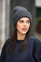 Women's Gray Ribbed Knitted Beanie - Soft Textured Winter Hat - 2