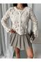 Women's Openwork Patterned Buttoned Cardigan - 3