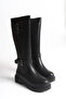 Black Leather Women's Boots Non-Slip Sole Zippered Emy - 3