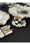 حامل أكواب من الكتان المطرز الطبيعي مع كشكشة - 3