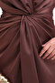 Women's Brown Slim Fit V-Neck Midi Formal Dress - 5