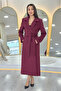 Women's Lined Belted Cashmere Coat Beige, Burgundy, Navy Blue, Black - 4