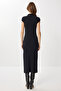 Mock Neck Midi Knitted Dress Lub0304 Black - 4