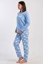 Women's Blue Color Long Sleeve Crew Neck 2 Thread Pajama Set C8T8N0305 - 3