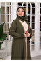 طقم فستان سهرة إسلامي بحزام وتفاصيل حجرية (يشمل الشال) - 6