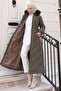 Zippered Hooded Quilted Coat Khaki 19277 - 3