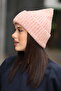 Women's Pink Soft Textured Ribbed Knitted Winter Beanie Hat - 2