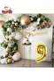 9 Years Old Calligraphy Broadcast Green-Chain - Gold White Balloon Ornament Birthday Party Kit