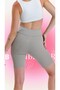 High Waist Tummy Control Ribbed Shorts Leggings Biker Yoga Sports Tights - 3