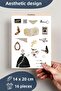 Vintage and Retro Sticker Set, 16 Pieces Waterproof, Vintage Sticker, Journal, Memopad, Daily Compatible - 3