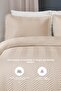 Ollie 100% Cotton Bedspread (Pique) Set Double Pompom Quilted Striped Daily Beige - 4