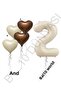 Beige Number and Heart Foil Balloon Set Age 2