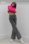 Snow Wash Lycra Extra High Waist Loose Leg Palazzo Jean Pants - 3