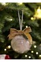 New Year's Special Feathered Plexiglass Globe and Luxurious Pine Tree Ornament with Glittering Gold Velvet Ribbon, 1 Piece - 3