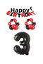 Best Black Red Happy Birthday Black Number Foil and Latex Balloon Set Age 3