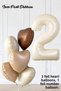 2 Year Old Party Retro Pastel Birthday Set 1Pcs Beige Cream Numeral Foil, 3Pcs Heart Foil Balloon