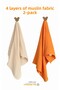Multi-Purpose 4-Layer Muslin Cover & Blanket 100% Cotton Oeko-Tex Certified 80X80 cm Pack of 2