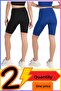 Women's High Waist Recovery Biker Short 21070 Black & Blue 2 Pack Lycra Material - 7